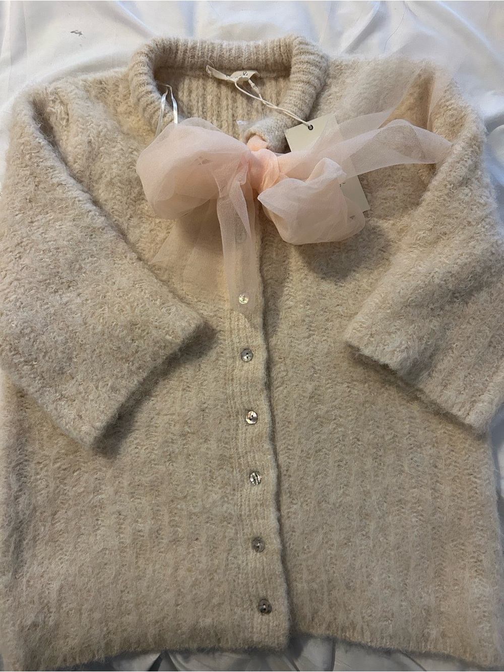 Cozy Cream Button-Front Women's Sweater Cardigan